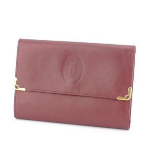 Authentic Cartier Purses Mast Line Bordeaux Leath… - image 1